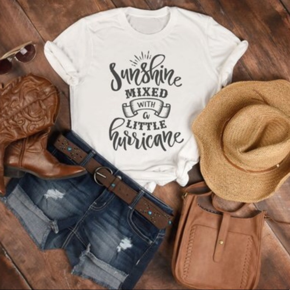 Sunshine mixed with a little hurricane shirt-WHITE